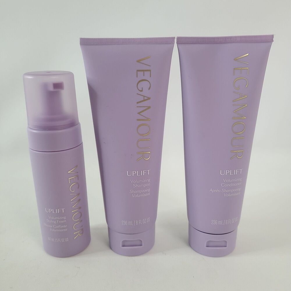 Vegamour Uplift  Shampoo Conditioner 8fl Oz Set Plus Uplift Volumizing Foam 5oz.